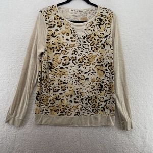 NWT Michael stars Womens Top One size Cheetah print long sleeve comfort